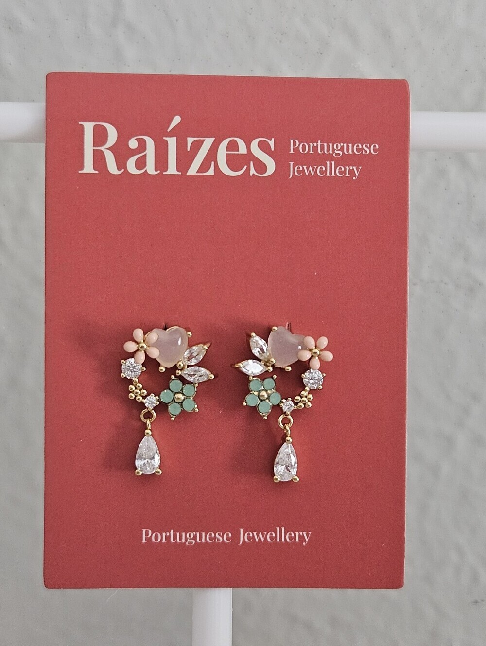 NWT Ráizes Portuguese Jewellery Dainty Floral Wreath Earrings With Teardrop
